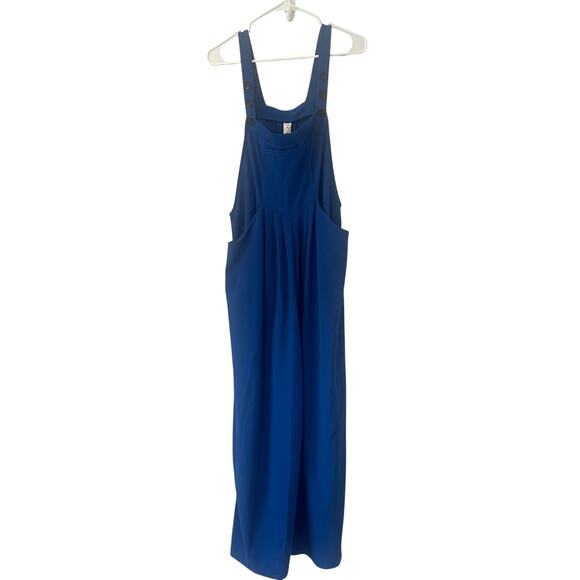 Halara Blue Adjustable Strap Button Multi Pocket Waffle Casual Overalls Sz XL - Picture 1 of 4